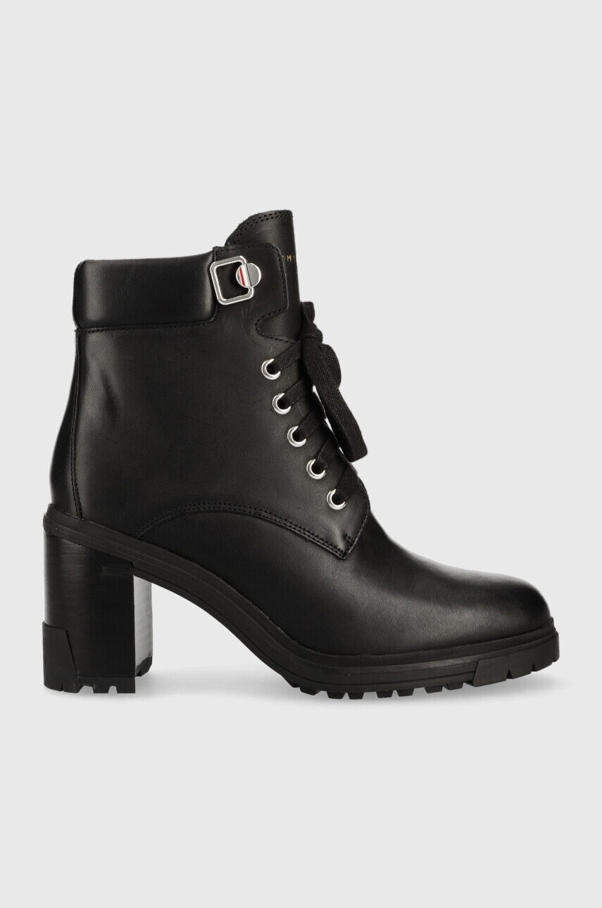 Tommy Hilfiger Боти Outdoor Heel Lace Up Boot в черно с висок ток - Pepit.bg