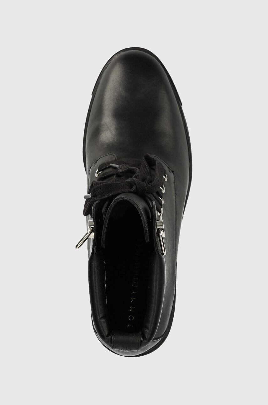 Tommy Hilfiger Боти Outdoor Heel Lace Up Boot в черно с висок ток - Pepit.bg