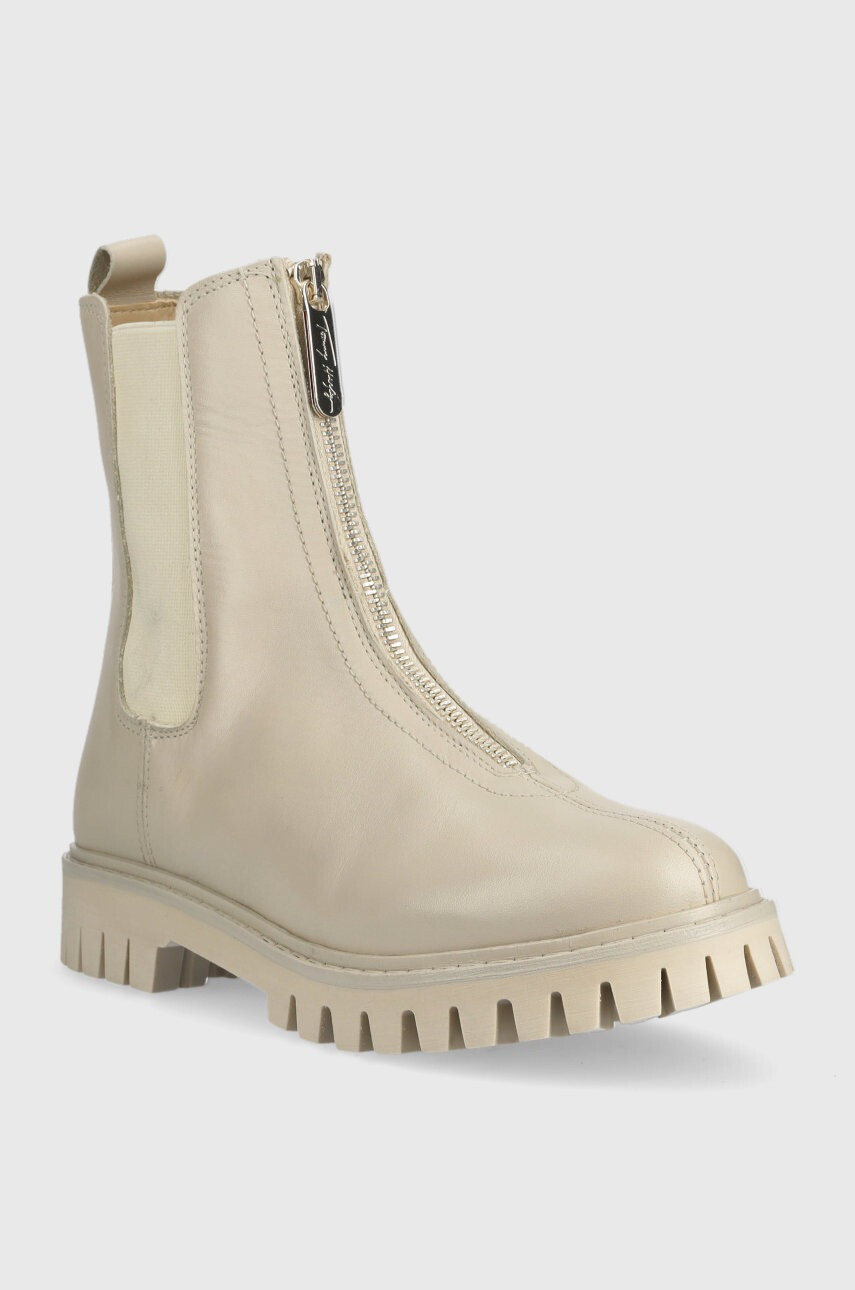 Tommy Hilfiger Боти челси Zip Boot в бежово с равна подметка - Pepit.bg