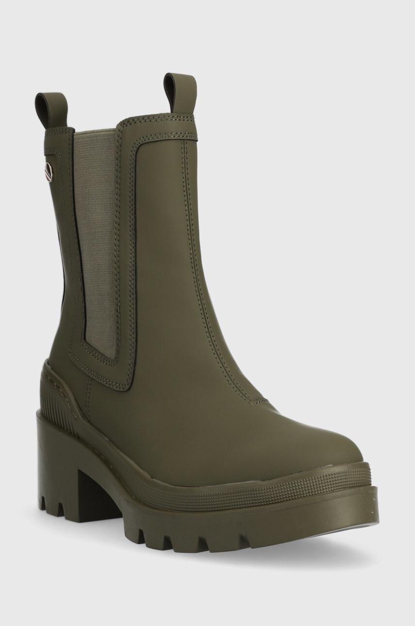 Tommy Hilfiger Боти челси Heeled Chelsey Boot Bio в зелено с висок ток - Pepit.bg