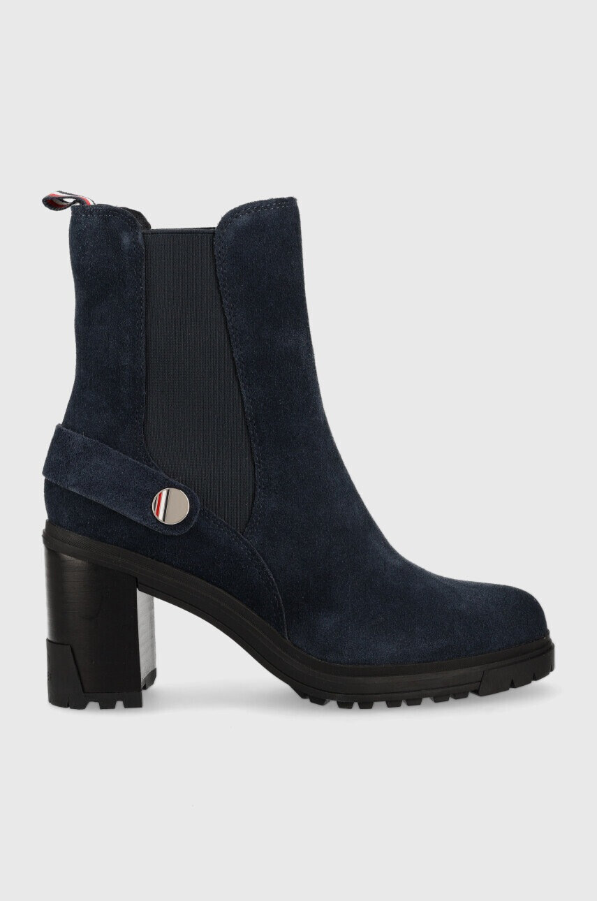 Tommy Hilfiger Боти челси Outdoor High Heel Boot в тъмносиньо с висок ток - Pepit.bg