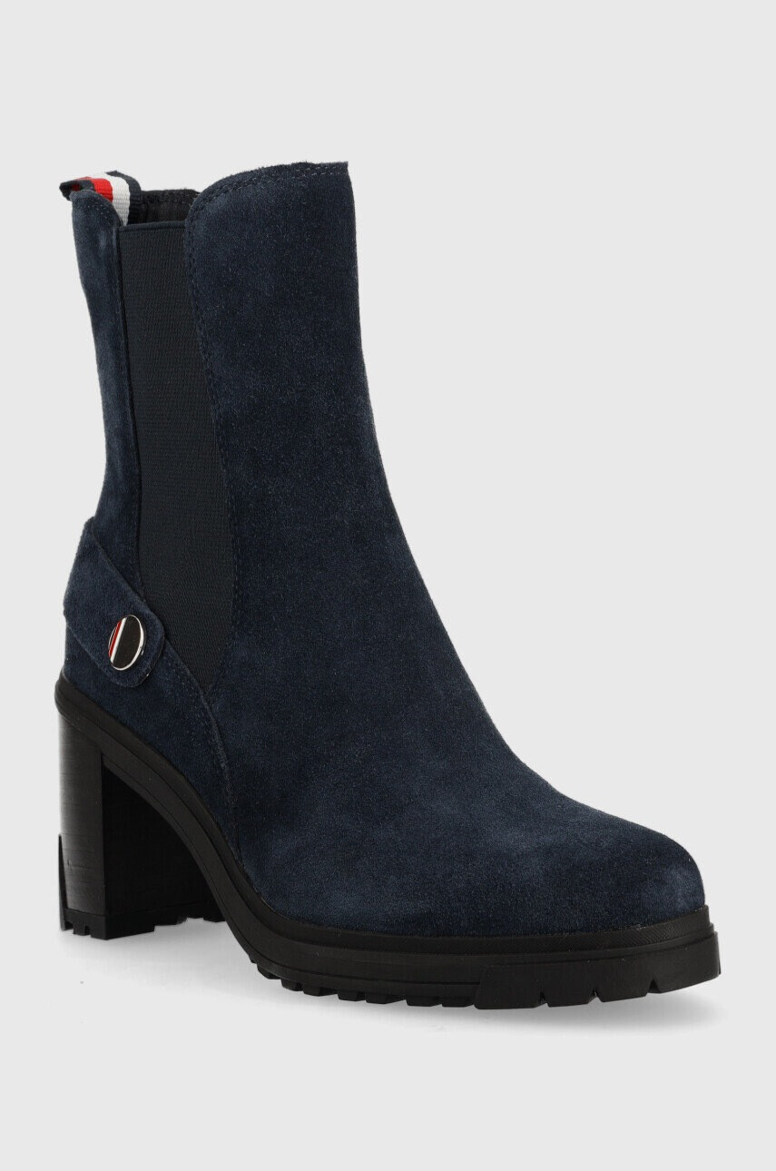 Tommy Hilfiger Боти челси Outdoor High Heel Boot в тъмносиньо с висок ток - Pepit.bg