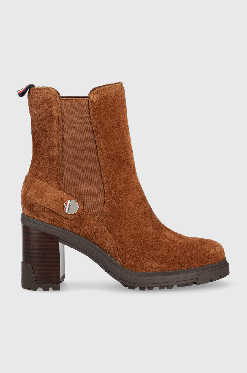Tommy Hilfiger Боти Outdoor High Heel Boot в кафяво с висок ток - Pepit.bg