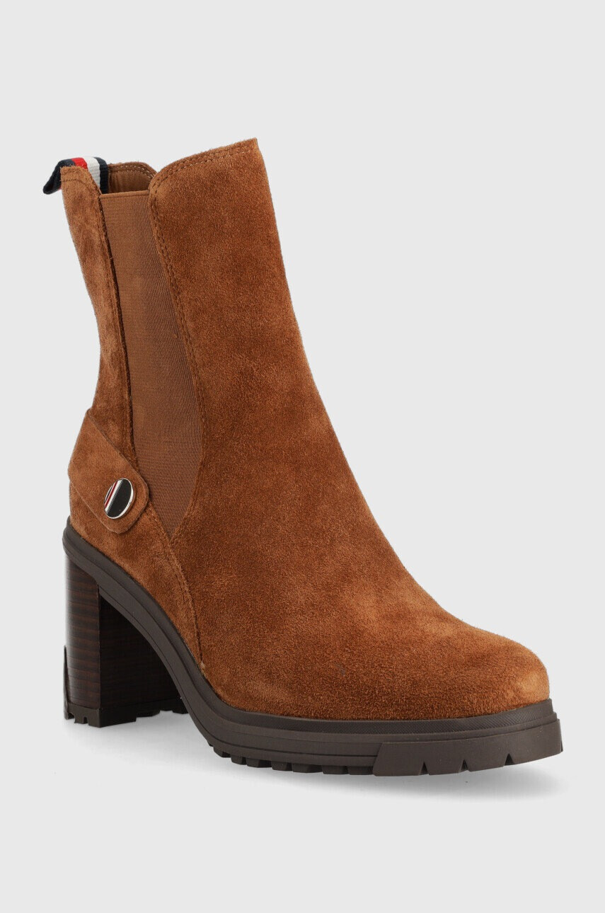 Tommy Hilfiger Боти Outdoor High Heel Boot в кафяво с висок ток - Pepit.bg