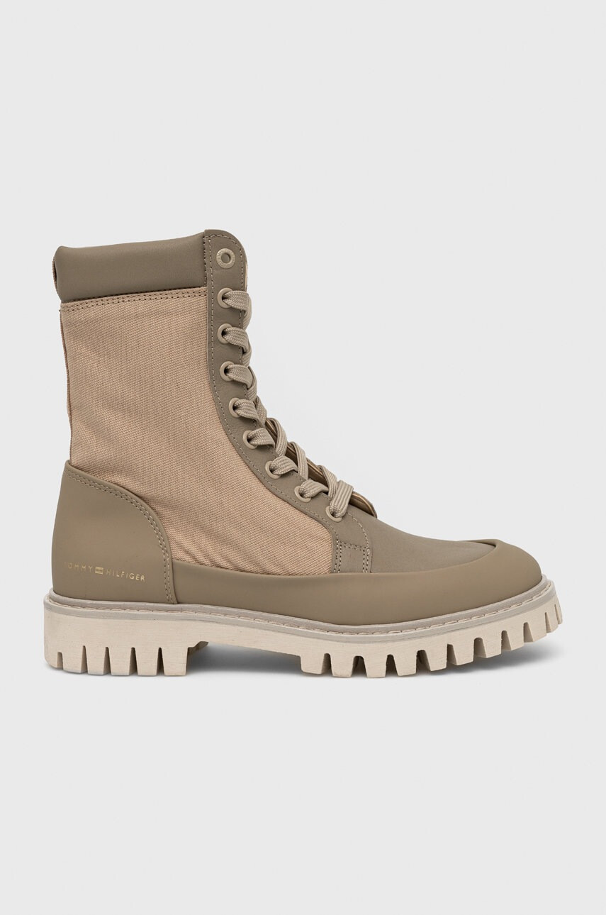 Tommy Hilfiger Боти Th Casual Lace Up Boot в бежово с равна подметка - Pepit.bg
