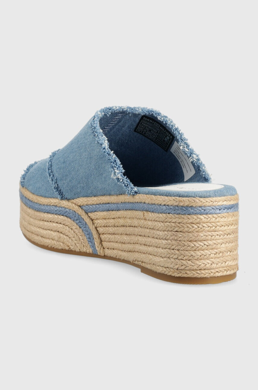 Tommy Hilfiger Чехли DENIM WEDGE FLATFORM в синьо с платформа FW0FW07085 - Pepit.bg