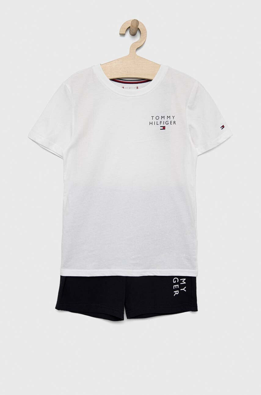 Tommy Hilfiger Детска памучна пижама в бяло с принт - Pepit.bg