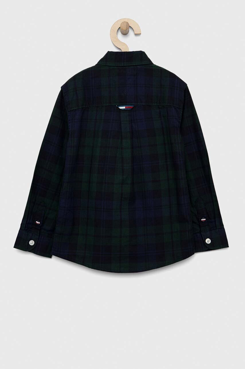 Tommy Hilfiger Детска памучна риза в зелено - Pepit.bg