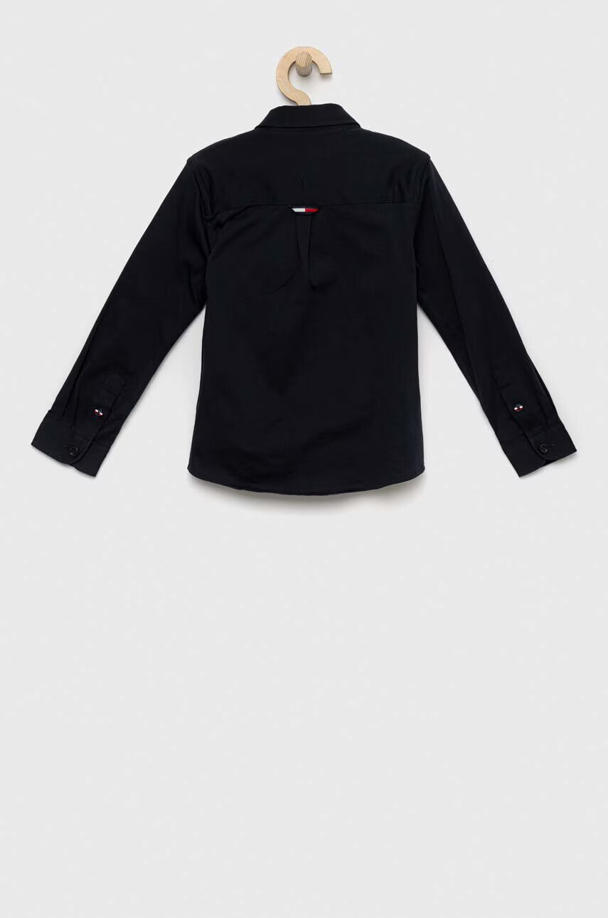 Tommy Hilfiger Детска памучна риза в тъмносиньо - Pepit.bg