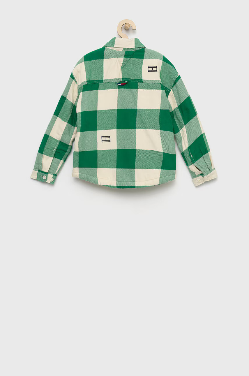 Tommy Hilfiger Детска памучна риза в зелено - Pepit.bg