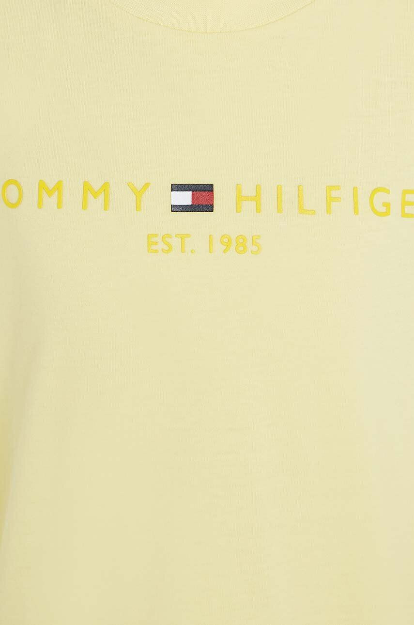 Tommy Hilfiger Детска памучна тениска в жълто с принт - Pepit.bg