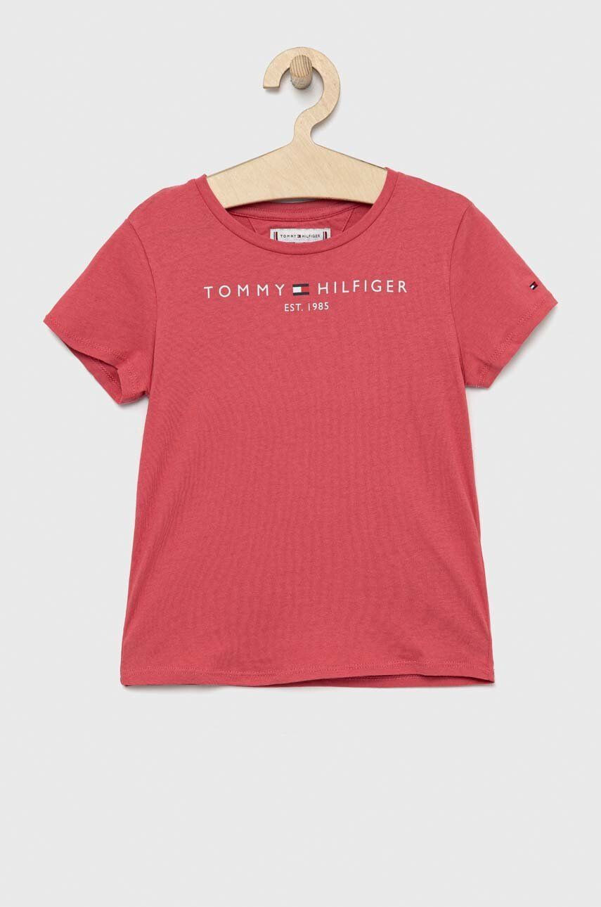 Tommy Hilfiger Детска памучна тениска в розово - Pepit.bg