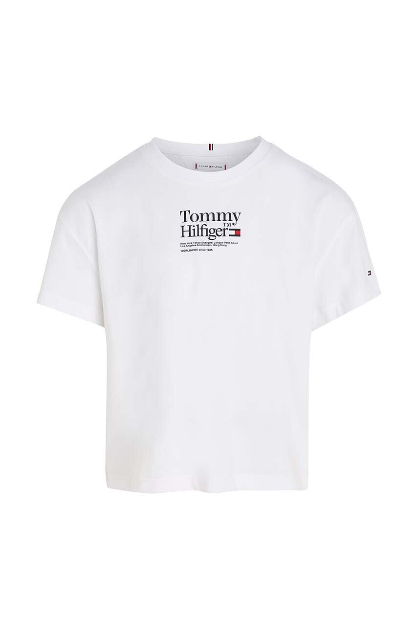 Tommy Hilfiger Детска памучна тениска в бяло - Pepit.bg