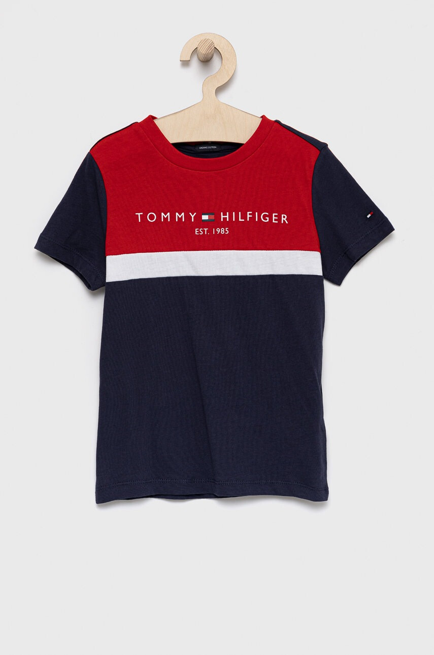 Tommy Hilfiger Детска памучна тениска в тъмносиньо с принт - Pepit.bg