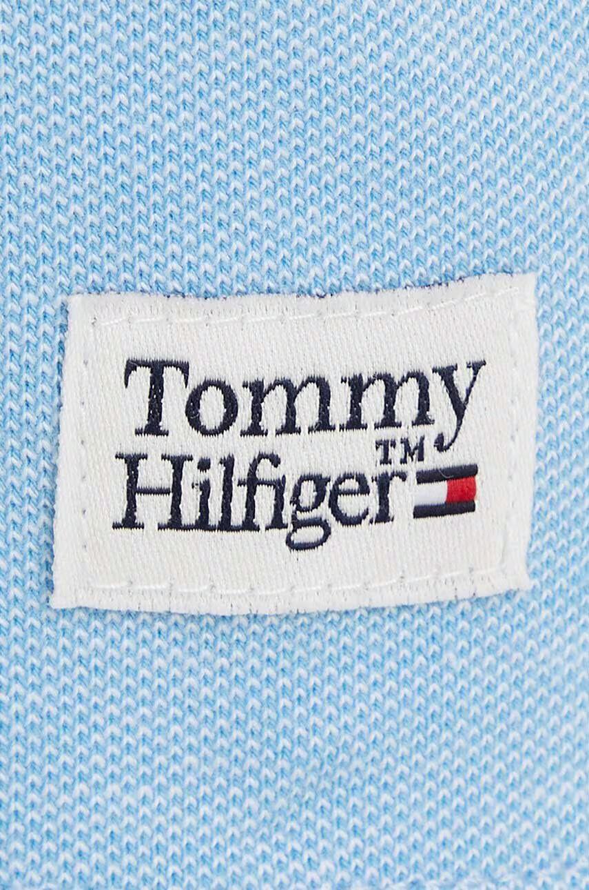 Tommy Hilfiger Детска памучна тениска с яка в бяло с десен - Pepit.bg