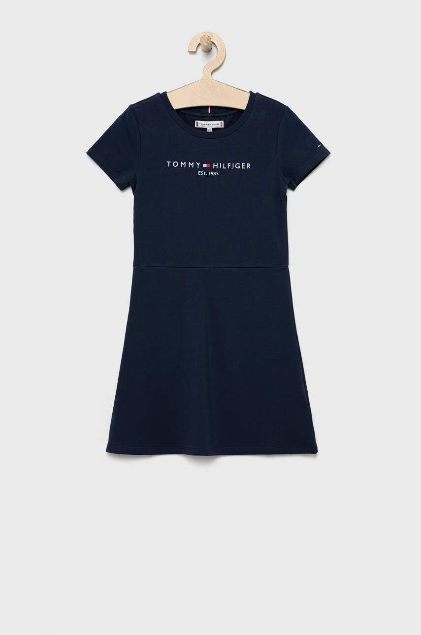 Tommy Hilfiger Детска рокля в тъмносиньо къс модел разкроен модел - Pepit.bg