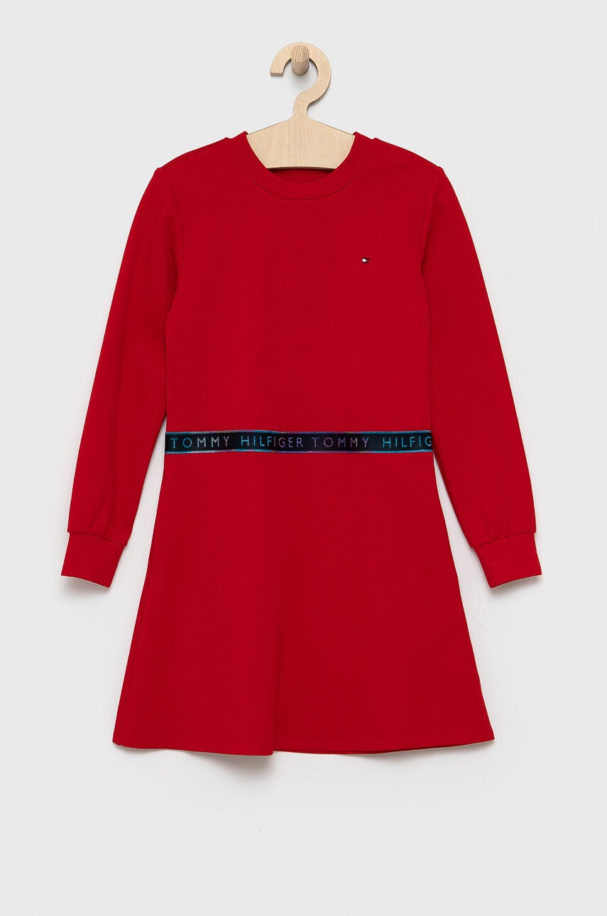 Tommy Hilfiger Детска рокля в червено къс модел разкроен модел - Pepit.bg