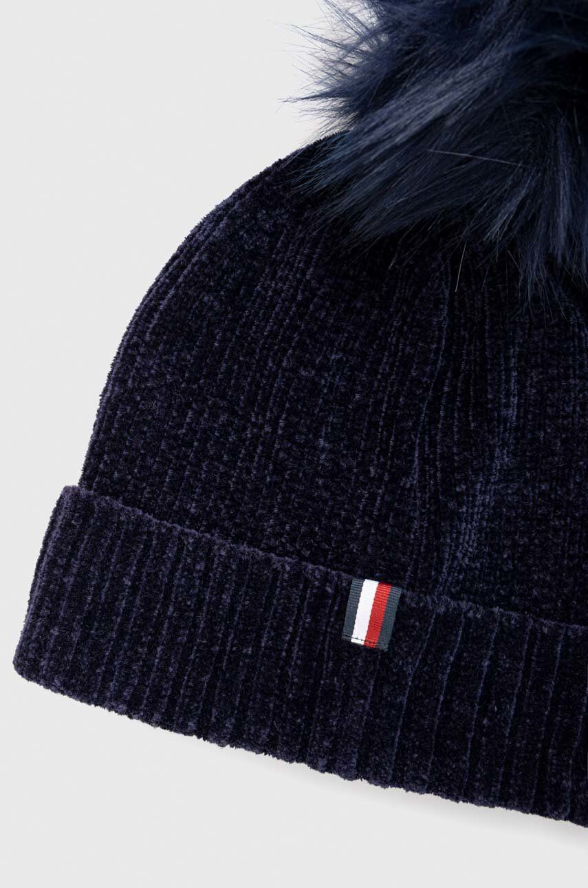 Tommy Hilfiger Детска шапка в тъмносиньо с фина плетка - Pepit.bg