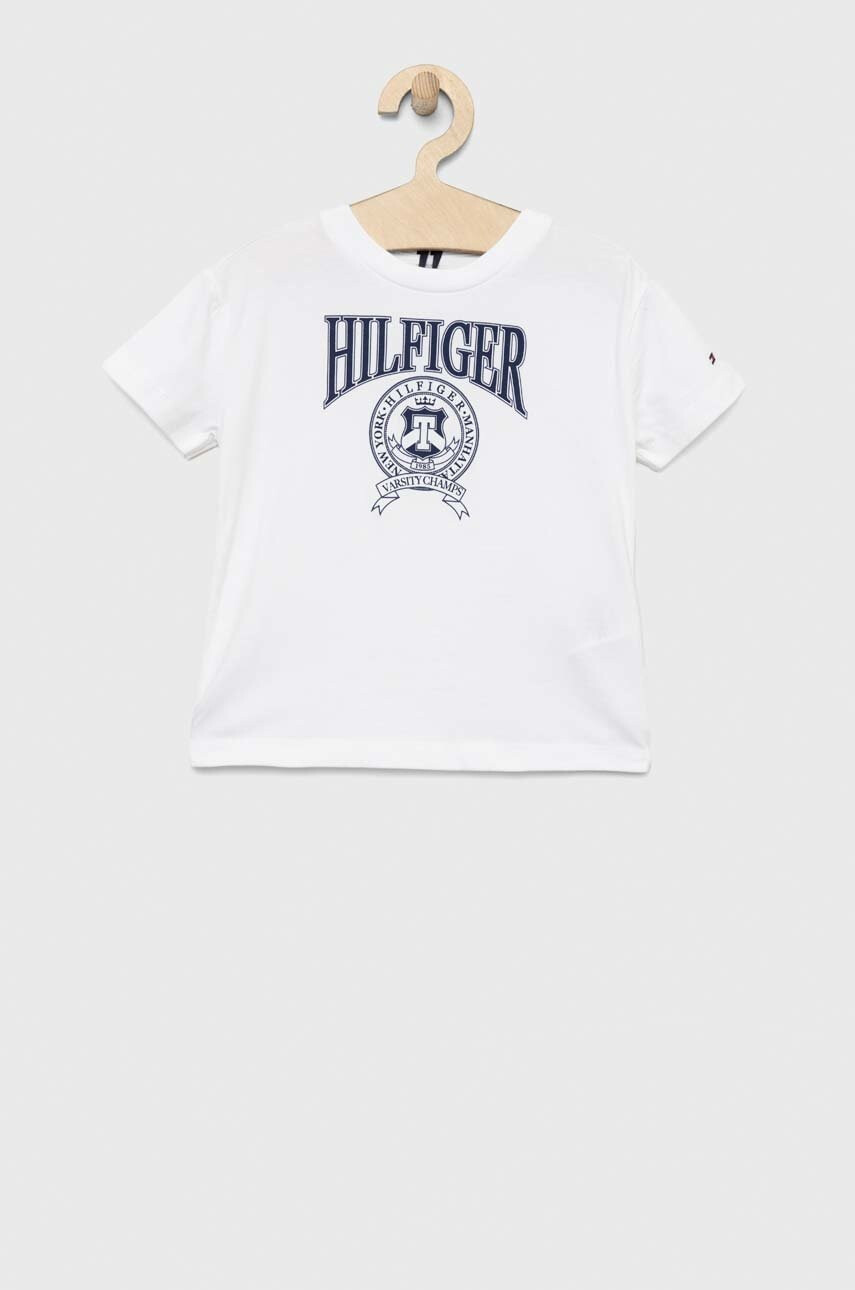 Tommy Hilfiger Детска тениска в бяло с десен - Pepit.bg