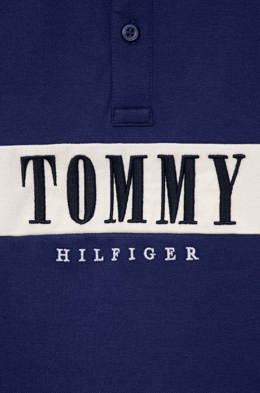 Tommy Hilfiger Детска тениска с яка в тъмносиньо с апликация - Pepit.bg