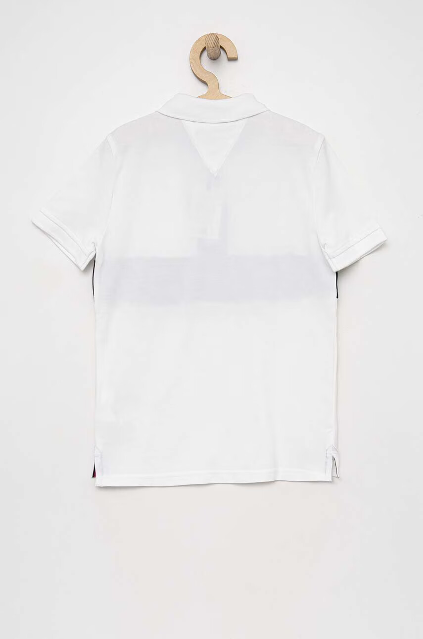 Tommy Hilfiger Детска тениска с яка в бяло с апликация - Pepit.bg