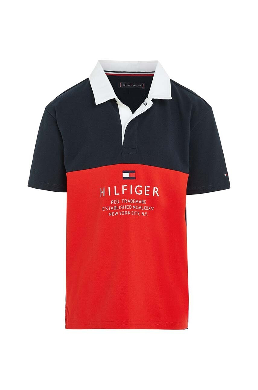 Tommy Hilfiger Детска тениска с яка в червено с десен - Pepit.bg