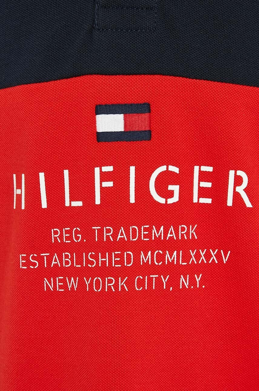 Tommy Hilfiger Детска тениска с яка в червено с десен - Pepit.bg
