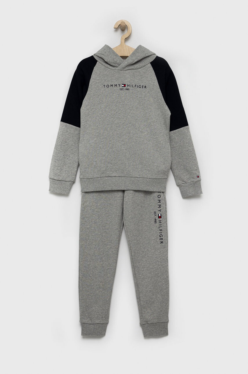 Tommy Hilfiger Детски памучен анцуг в сиво - Pepit.bg