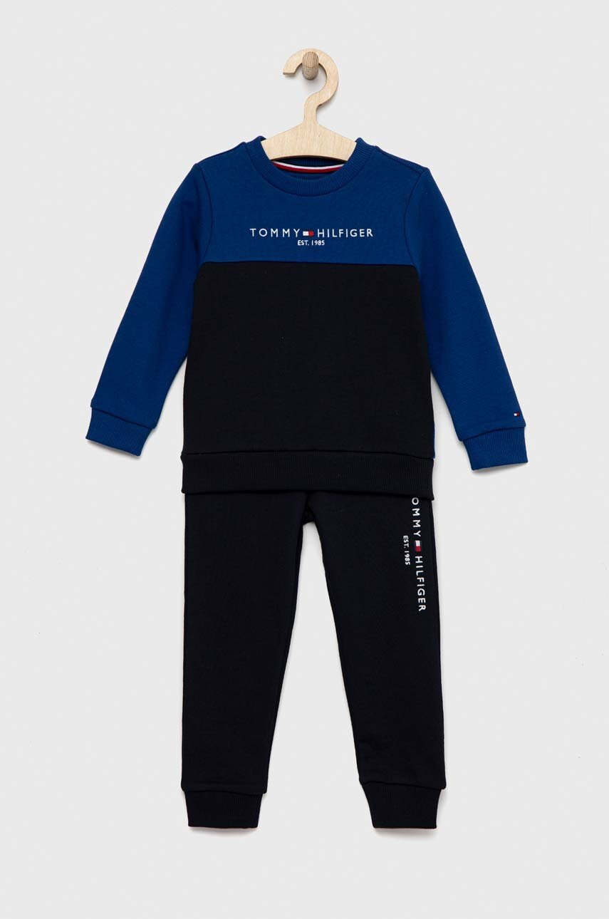 Tommy Hilfiger Детски памучен анцуг в тъмносиньо - Pepit.bg