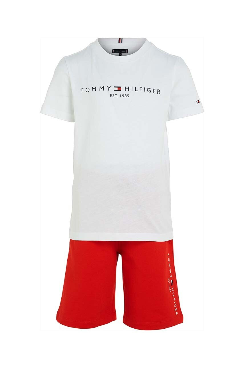 Tommy Hilfiger Детски памучен комплект в червено - Pepit.bg