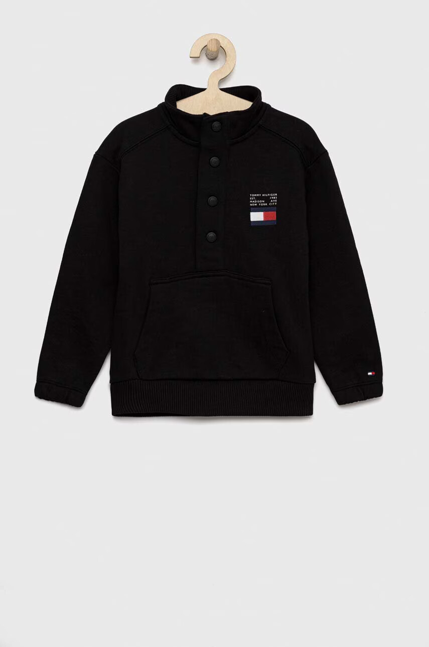 Tommy Hilfiger Детски памучен суичър в черно с изчистен дизайн - Pepit.bg