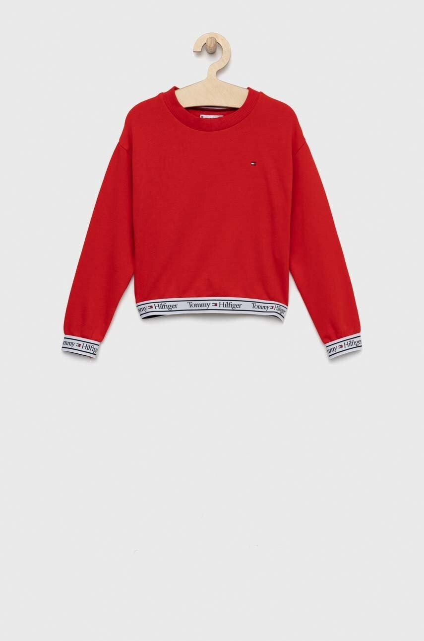 Tommy Hilfiger Детски суичър в червено с изчистен дизайн - Pepit.bg