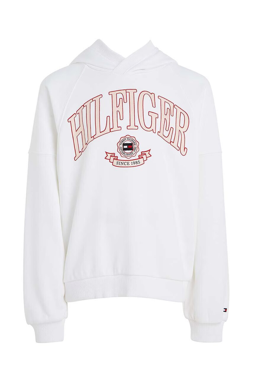 Tommy Hilfiger Детски суичър в бяло с качулка с принт - Pepit.bg