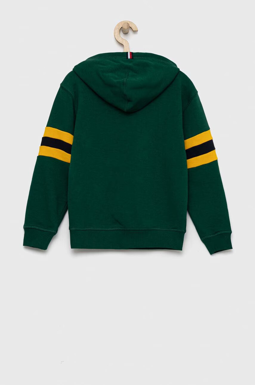 Tommy Hilfiger Детски суичър в зелено с качулка с десен - Pepit.bg