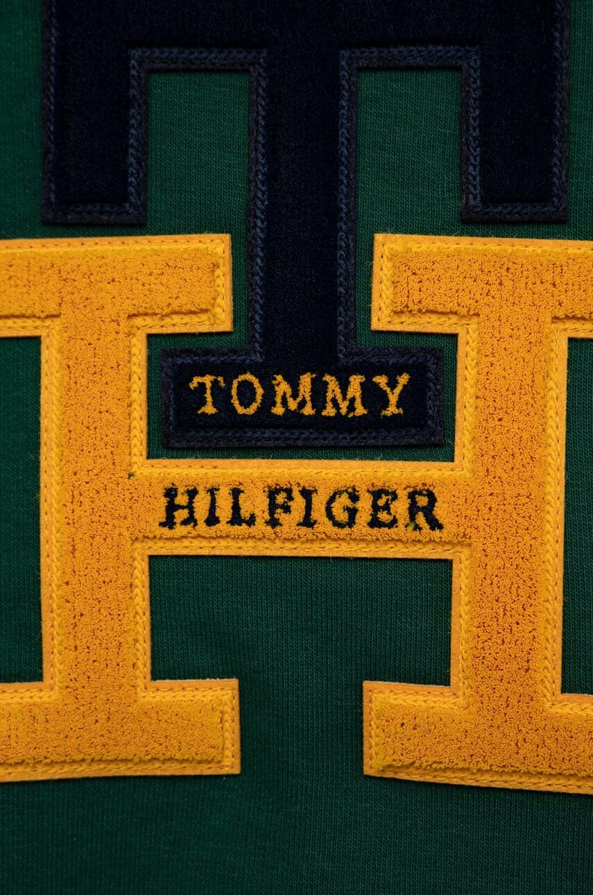 Tommy Hilfiger Детски суичър в зелено с качулка с десен - Pepit.bg