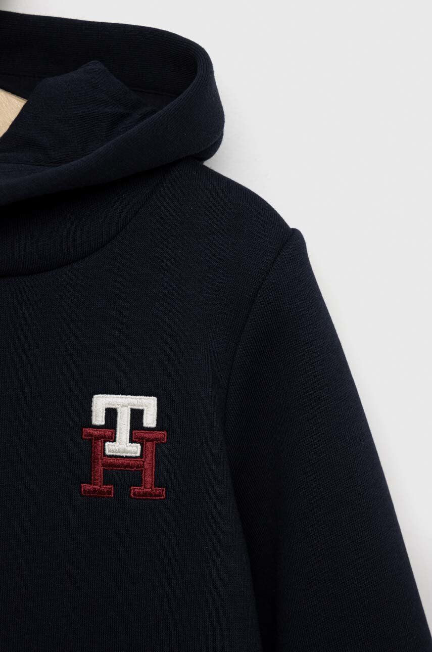 Tommy Hilfiger Детски суичър в тъмносиньо с качулка с изчистен дизайн - Pepit.bg