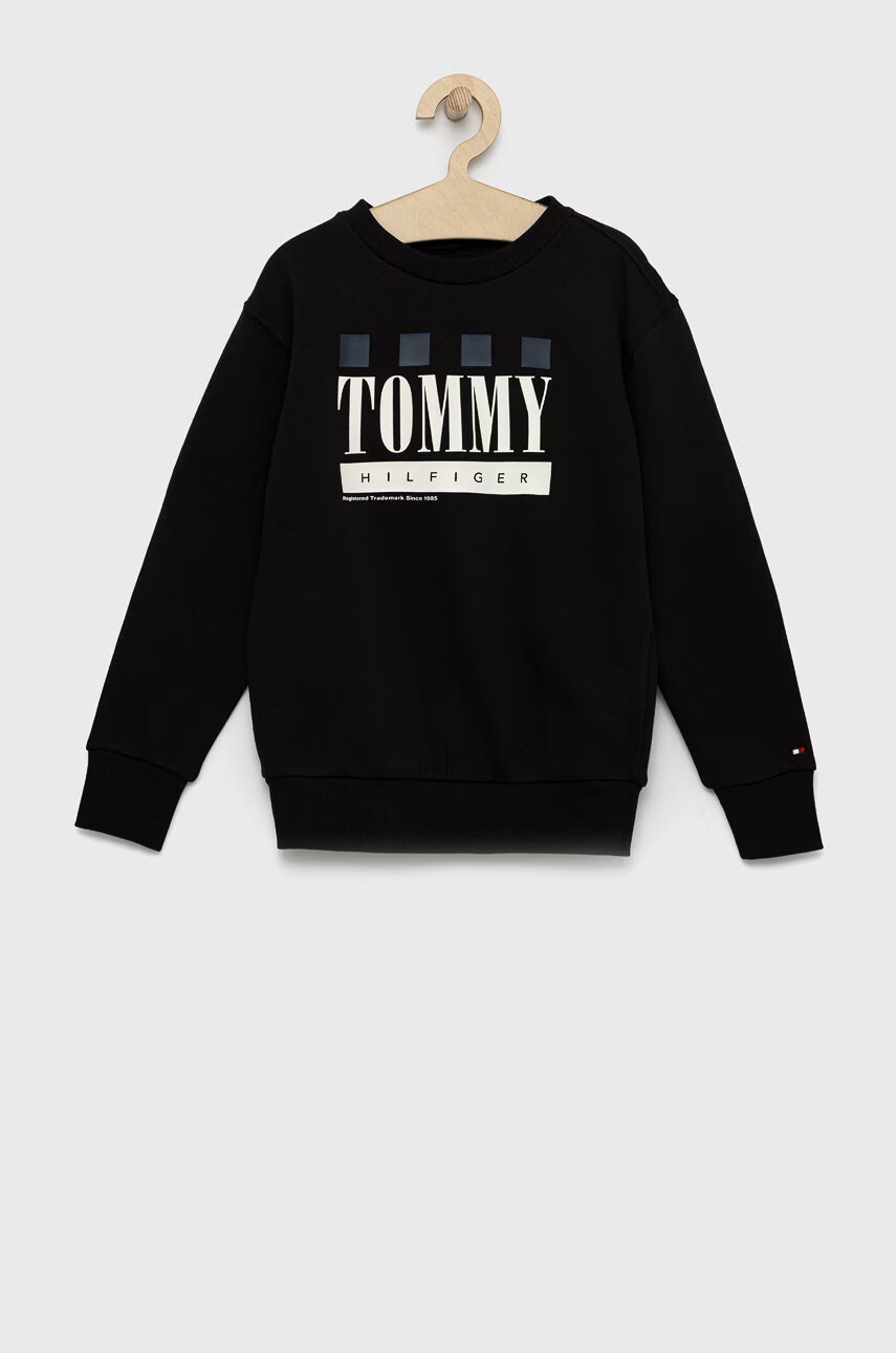 Tommy Hilfiger Детски суичър в черно с принт - Pepit.bg