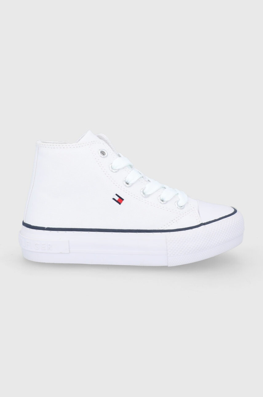 Tommy Hilfiger Детски високи кецове в бяло - Pepit.bg