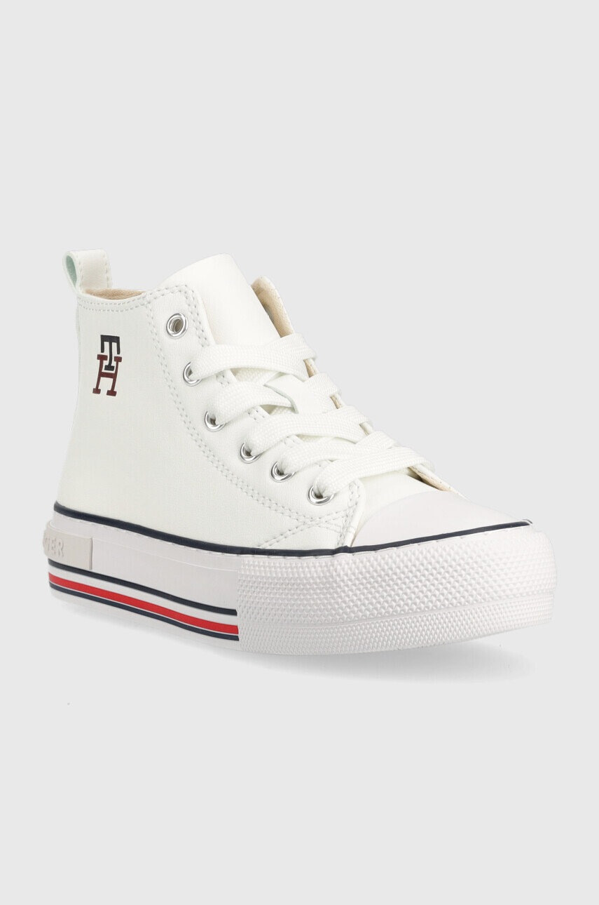 Tommy Hilfiger Детски високи кецове в бяло - Pepit.bg
