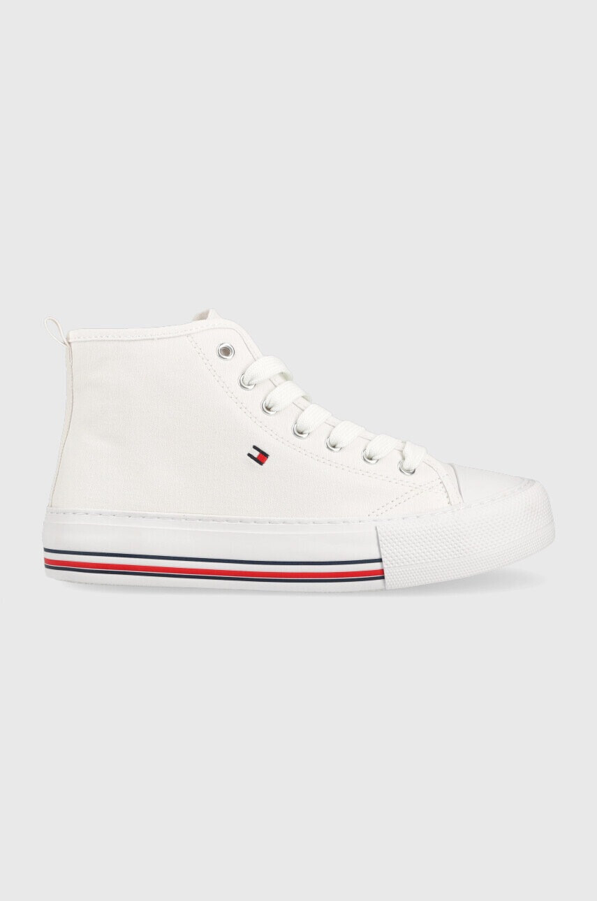 Tommy Hilfiger Детски високи кецове в бяло - Pepit.bg