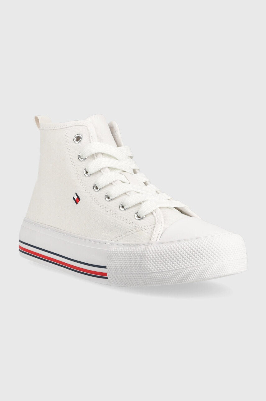 Tommy Hilfiger Детски високи кецове в бяло - Pepit.bg