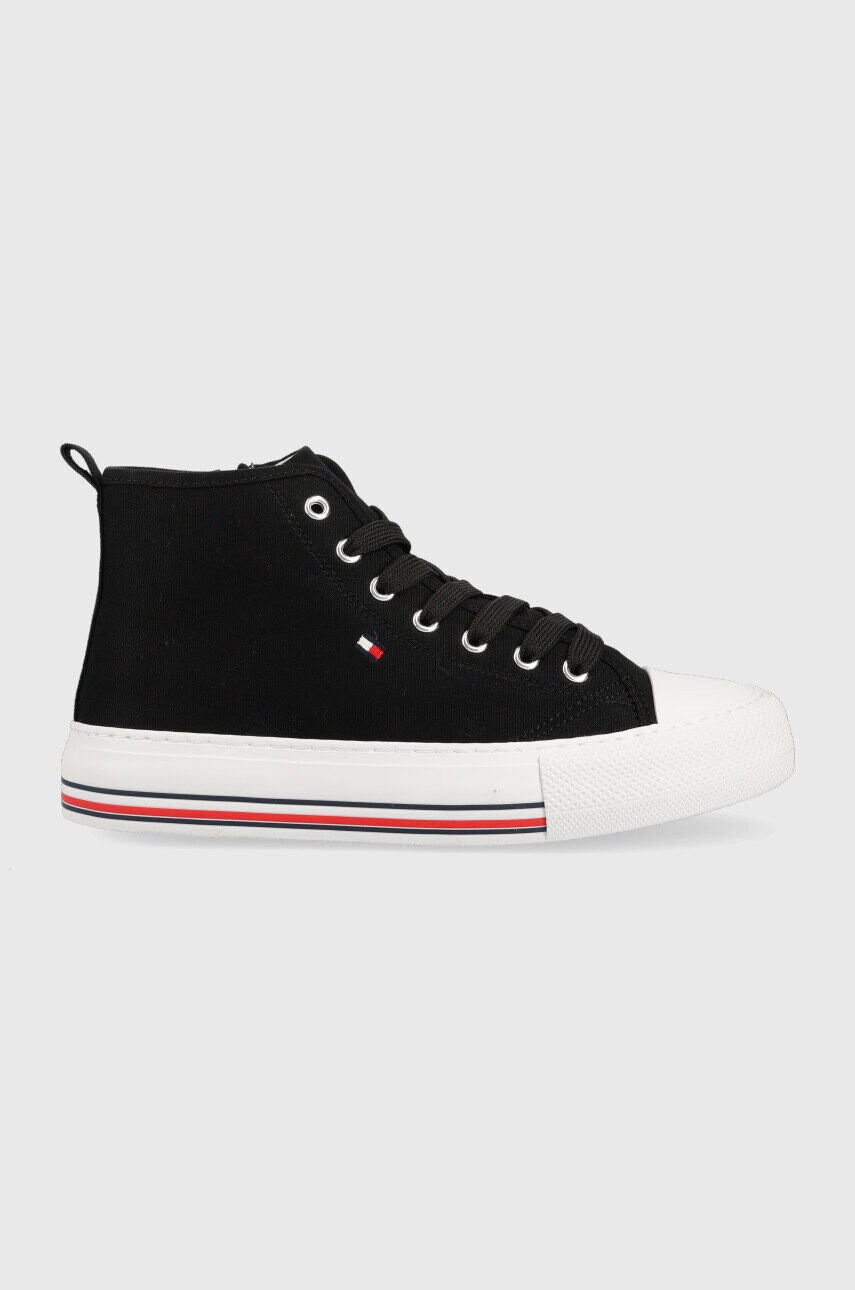Tommy Hilfiger Детски високи кецове в черно - Pepit.bg
