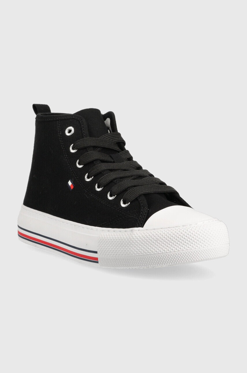 Tommy Hilfiger Детски високи кецове в черно - Pepit.bg