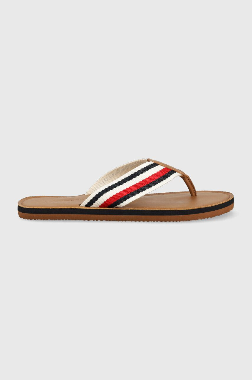 Tommy Hilfiger Джапанки HILFIGER LEATHER BEACH SANDAL в кафяво FM0FM04548 - Pepit.bg