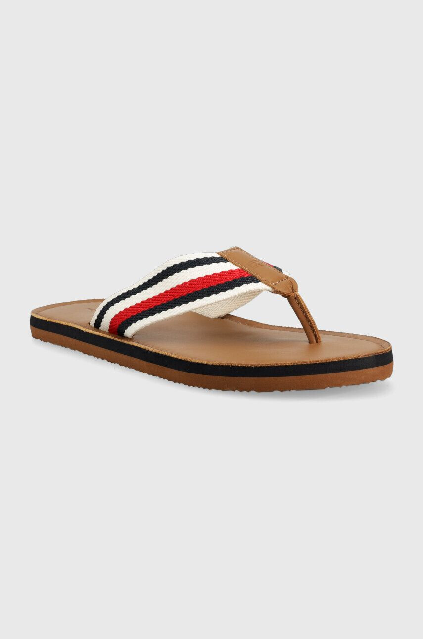 Tommy Hilfiger Джапанки HILFIGER LEATHER BEACH SANDAL в кафяво FM0FM04548 - Pepit.bg