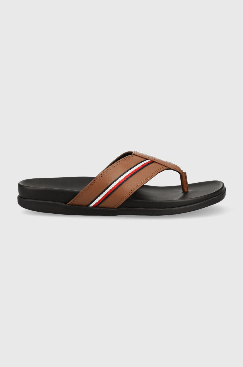 Tommy Hilfiger Джапанки HILFIGER LEATHER TOE POST SANDAL в кафяво FM0FM04460 - Pepit.bg