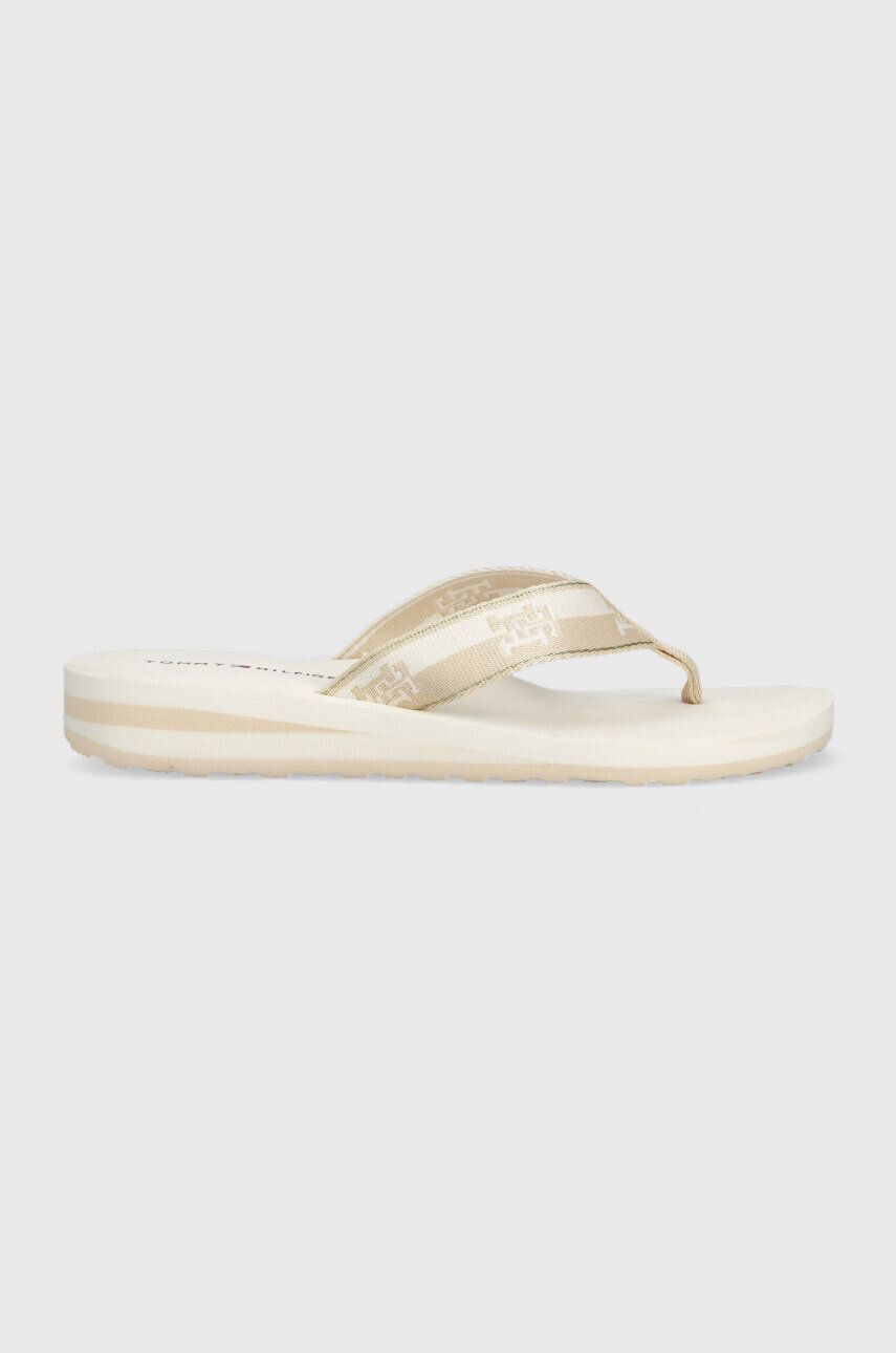 Tommy Hilfiger Джапанки TH COLORBLOCK WEBBING SANDAL в бежово с равна подметка - Pepit.bg