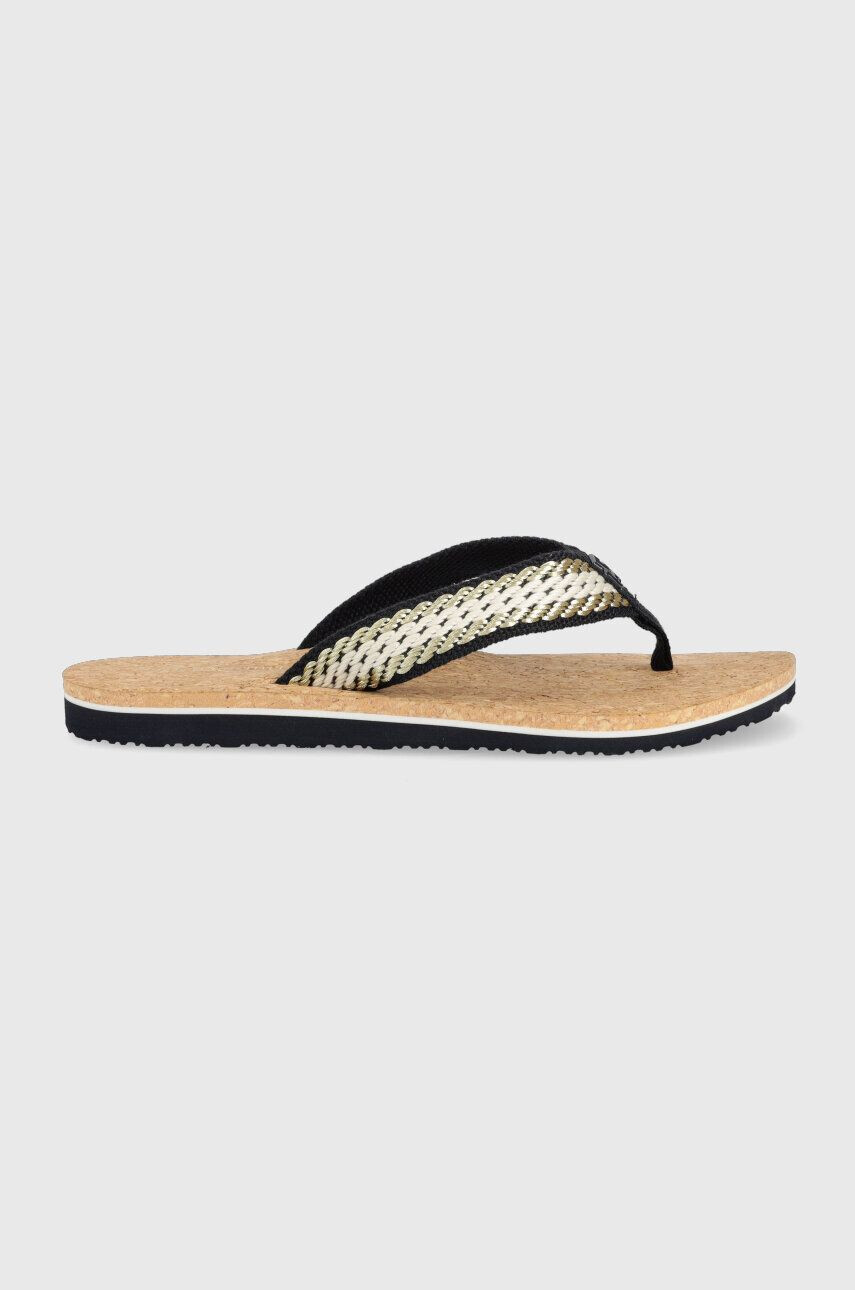 Tommy Hilfiger Джапанки TH CORK SANDAL в тъмносиньо с равна подметка FW0FW07145 - Pepit.bg