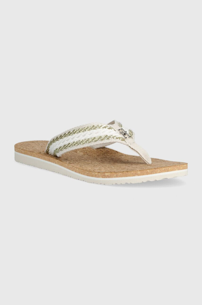 Tommy Hilfiger Джапанки TH CORK SANDAL в бяло с равна подметка FW0FW07145 - Pepit.bg