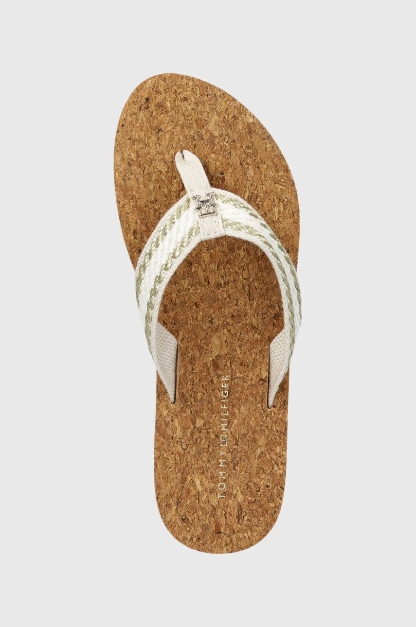 Tommy Hilfiger Джапанки TH CORK SANDAL в бяло с равна подметка FW0FW07145 - Pepit.bg